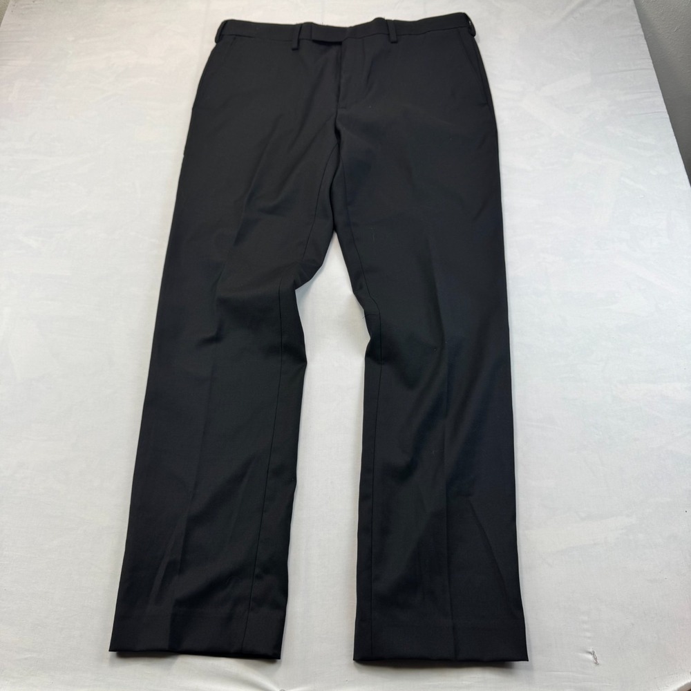 Louis Raphael Dress Pants Mens 36x31 Black Wool Blend Slim Fit Business Formal